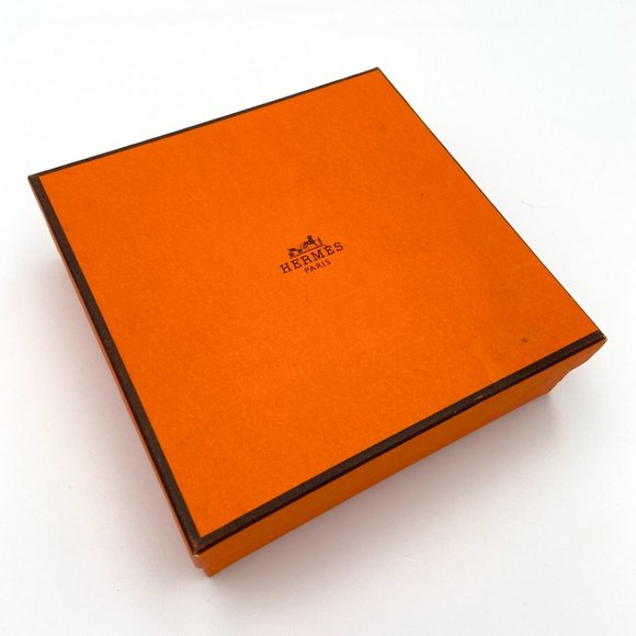 Authentic Hermes Gift Box with Ribbon, Cards, Dustbag—7.5 square x 2.25" - Picture 5 of 10